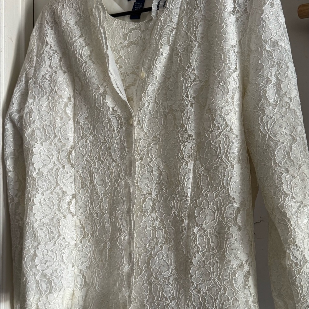 Karen Scott White Lace Top
